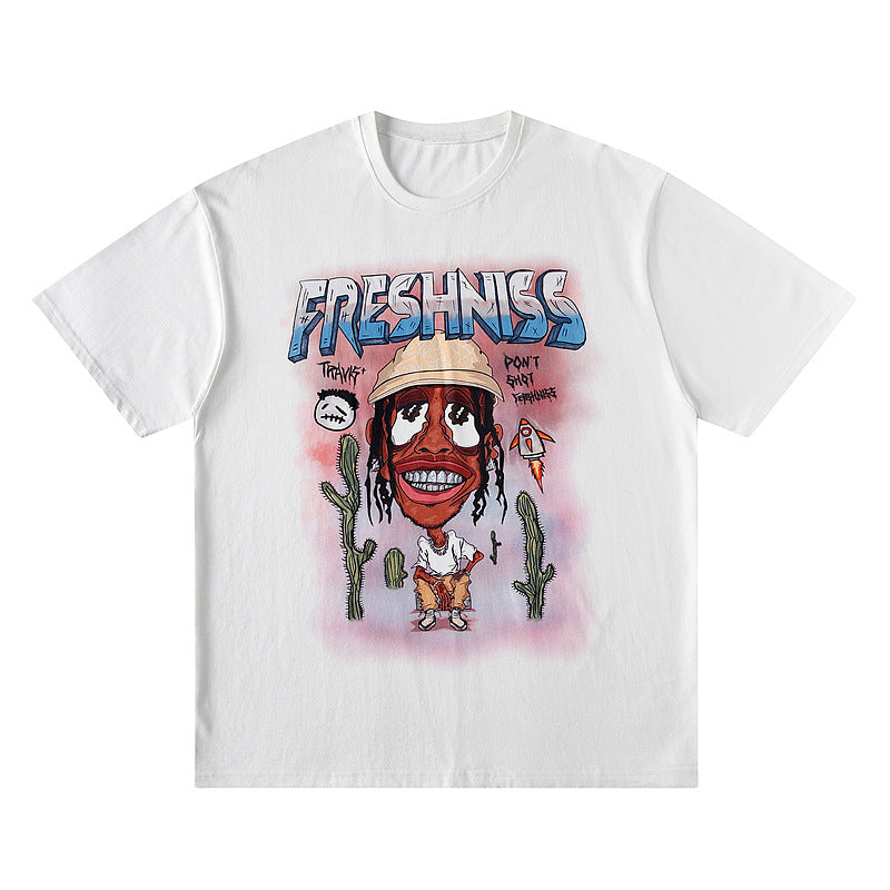 Hip-hop cartoon character loose short sleeve T-shirt