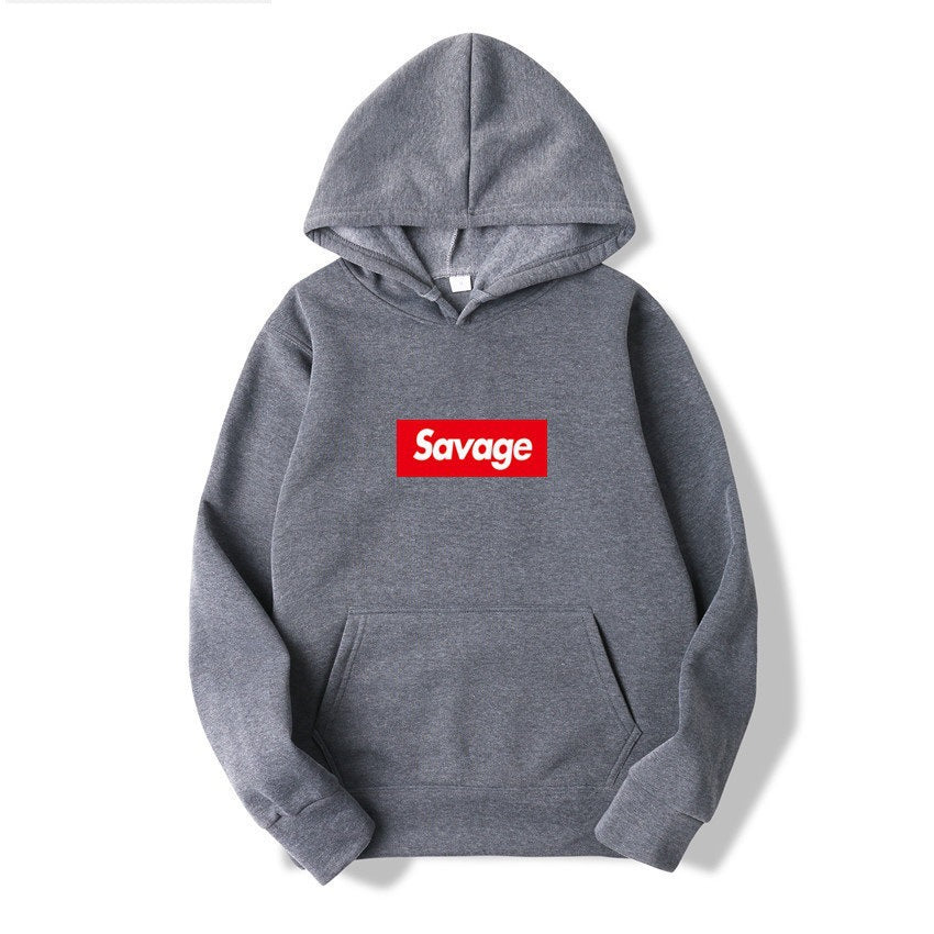 SAVAGE Couple Style Fashion Personality Printed Men's Sweatshirt with Fleece Hooded Hood