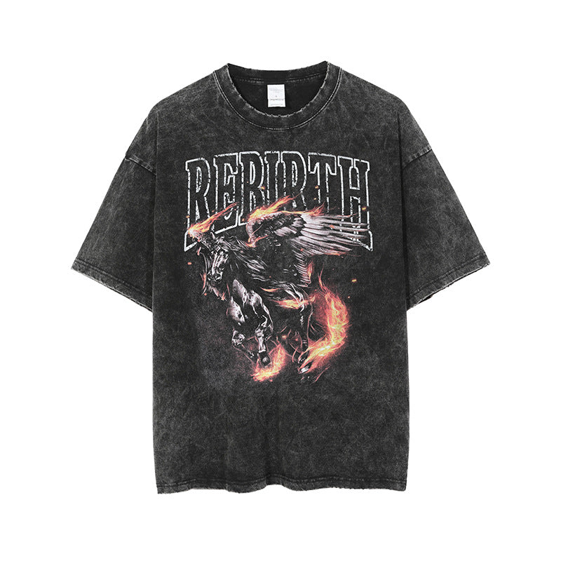 Fashion Wash Men Short Sleeved Distressed