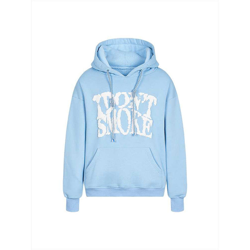Loose hooded plus fleece sweater
