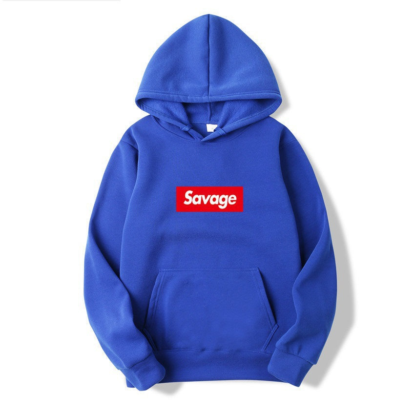 SAVAGE Couple Style Fashion Personality Printed Men's Sweatshirt with Fleece Hooded Hood