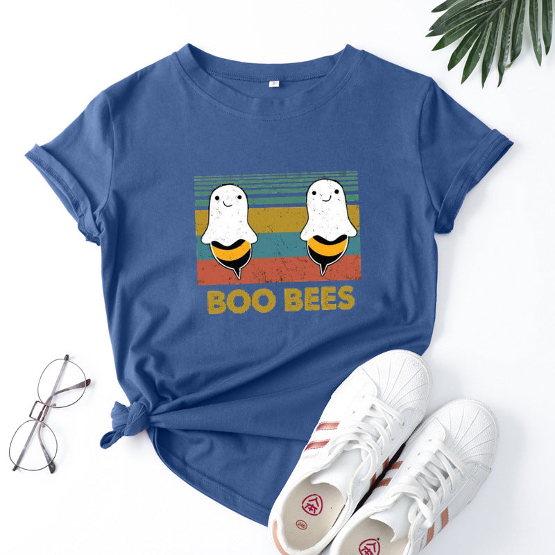 Round neck print short sleeves