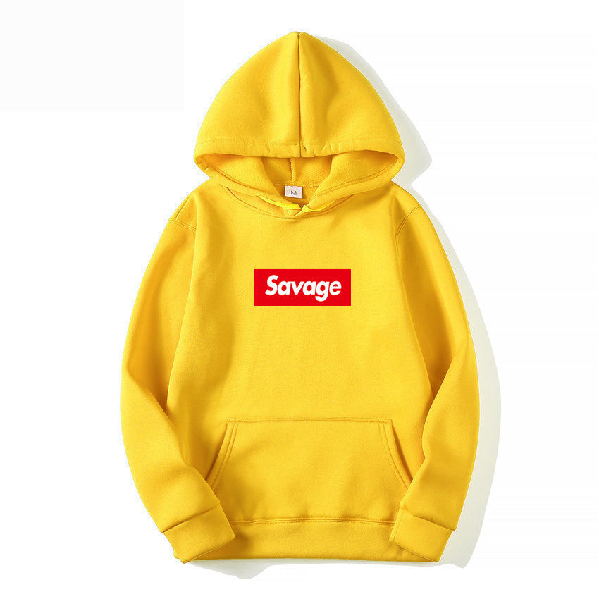SAVAGE Couple Style Fashion Personality Printed Men's Sweatshirt with Fleece Hooded Hood