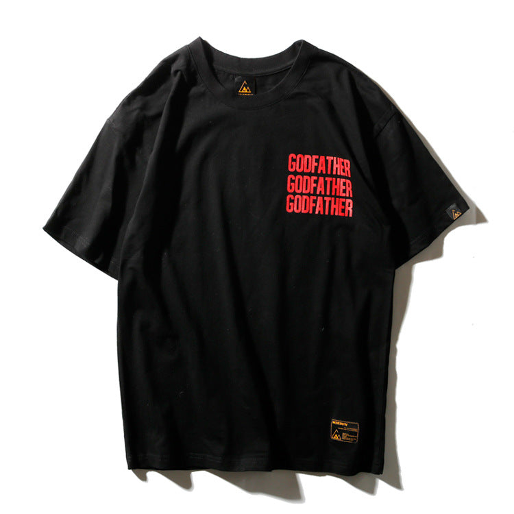 Loose eyes English print short sleeves