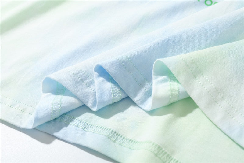 Round collar tie-dye short sleeve