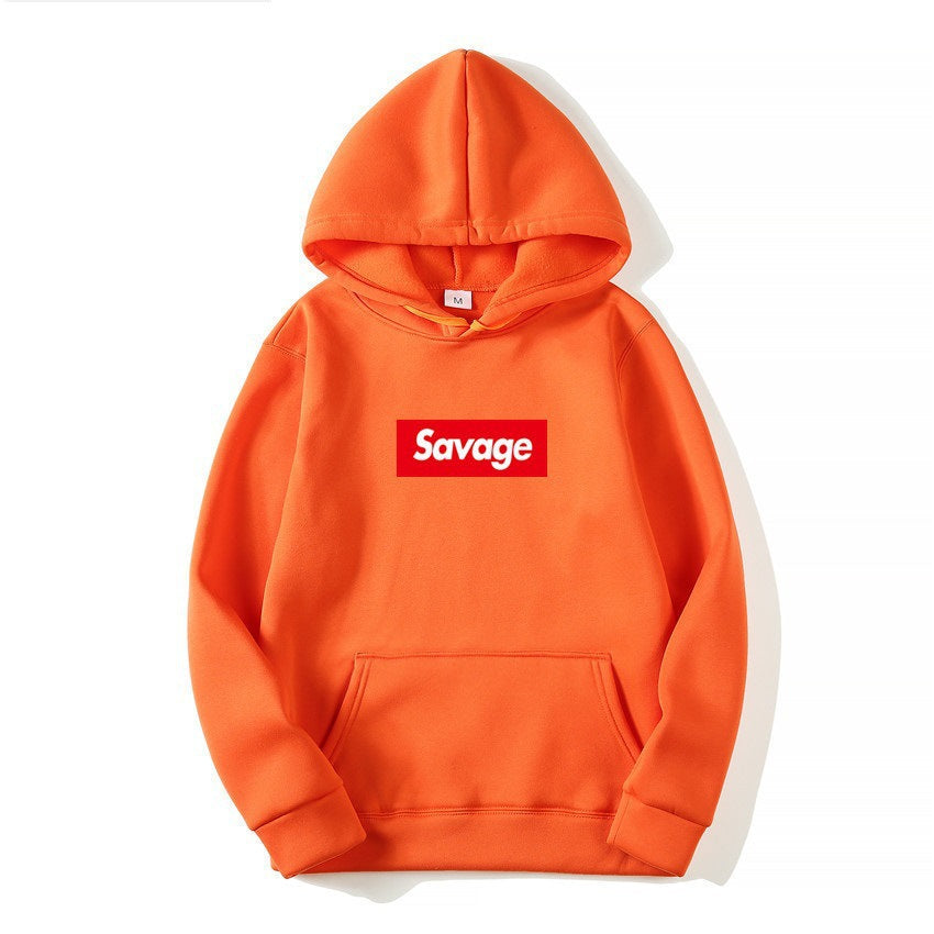 SAVAGE Couple Style Fashion Personality Printed Men's Sweatshirt with Fleece Hooded Hood