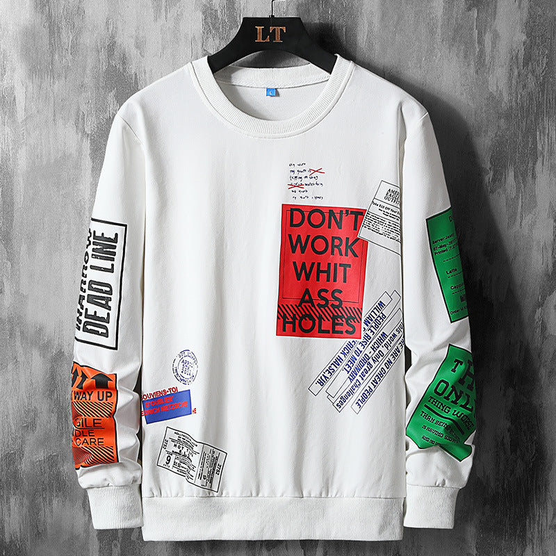 Letter printing men's sweater