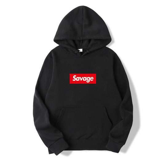 SAVAGE Couple Style Fashion Personality Printed Men's Sweatshirt with Fleece Hooded Hood