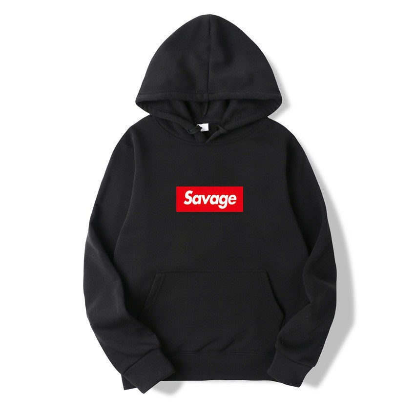 SAVAGE Couple Style Fashion Personality Printed Men's Sweatshirt with Fleece Hooded Hood