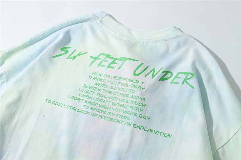 Round collar tie-dye short sleeve