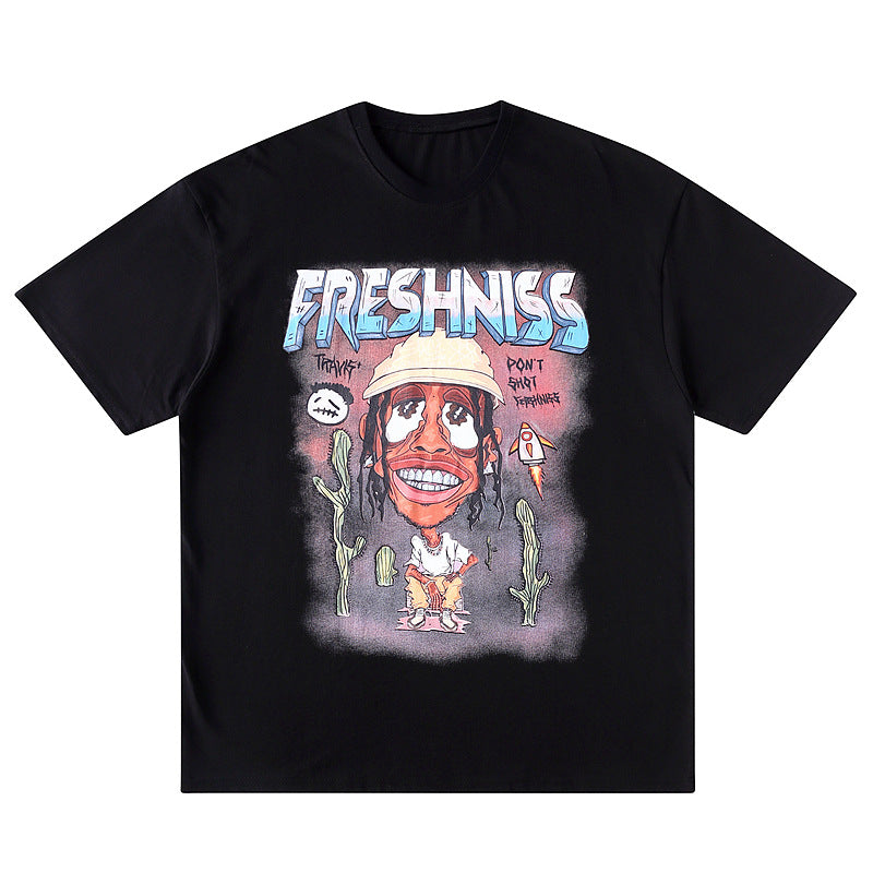 Hip-hop cartoon character loose short sleeve T-shirt