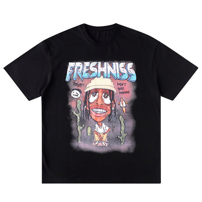 Hip-hop cartoon character loose short sleeve T-shirt