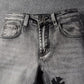 Trendy Cross Embroidered Gray Pencil Pants Men's Casual Jeans