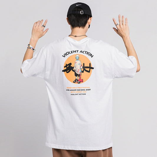 All-match cotton half sleeve printed top