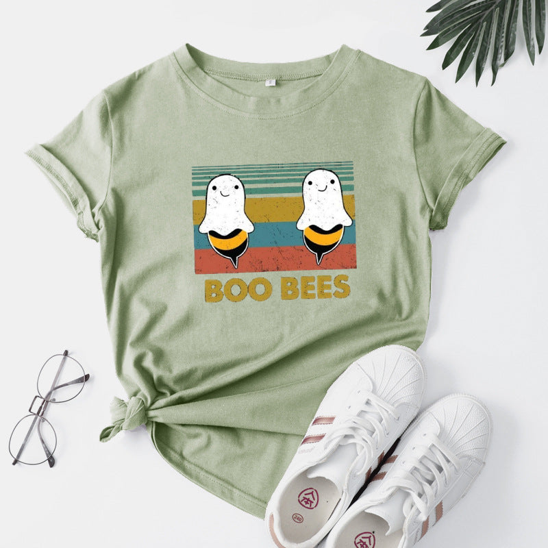 Round neck print short sleeves