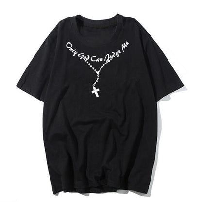 Personalized English Alphabet Necklace Print Women's Short Sleeved Loose T Shirt