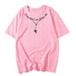 Personalized English Alphabet Necklace Print Women's Short Sleeved Loose T Shirt