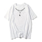 Personalized English Alphabet Necklace Print Women's Short Sleeved Loose T Shirt