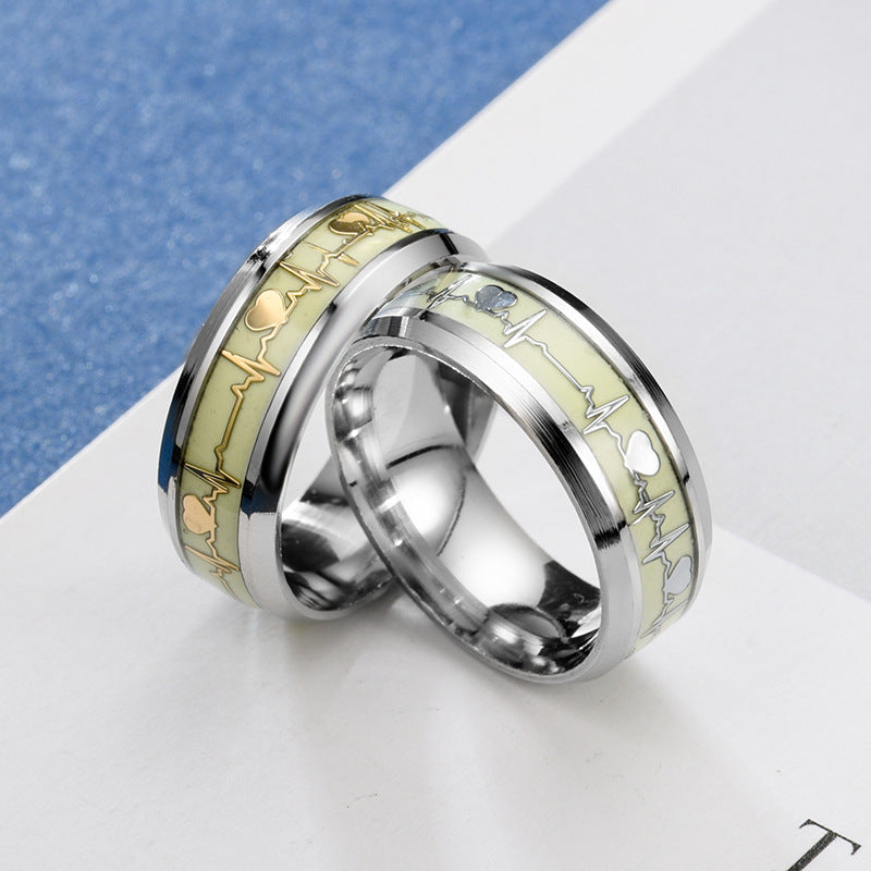 Stainless Steel Heartbeat Ring