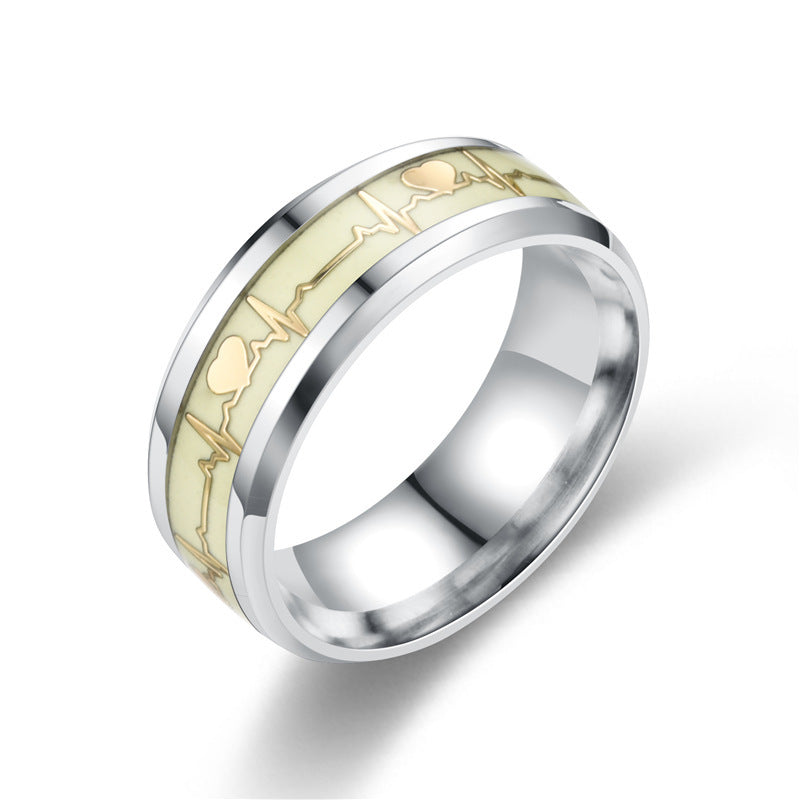 Stainless Steel Heartbeat Ring