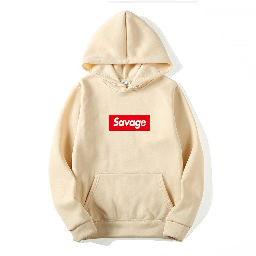 SAVAGE Couple Style Fashion Personality Printed Men's Sweatshirt with Fleece Hooded Hood