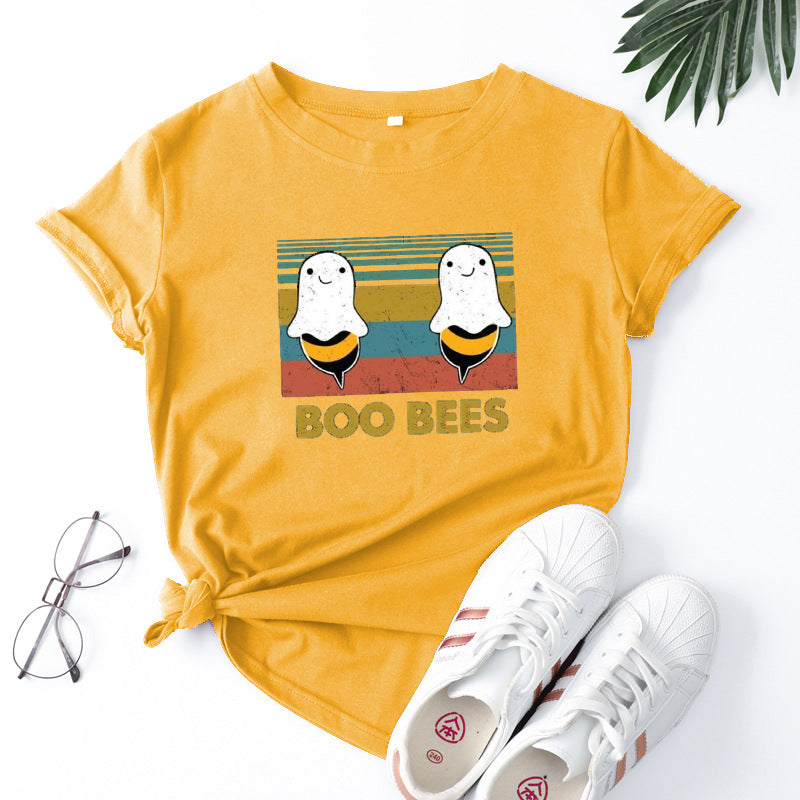 Round neck print short sleeves