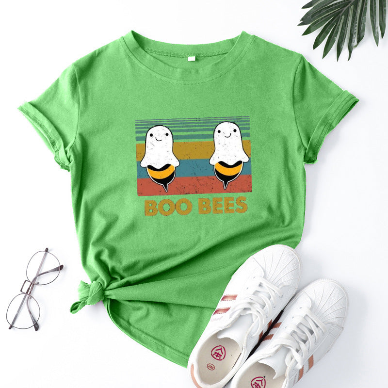 Round neck print short sleeves