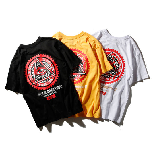 Loose eyes English print short sleeves