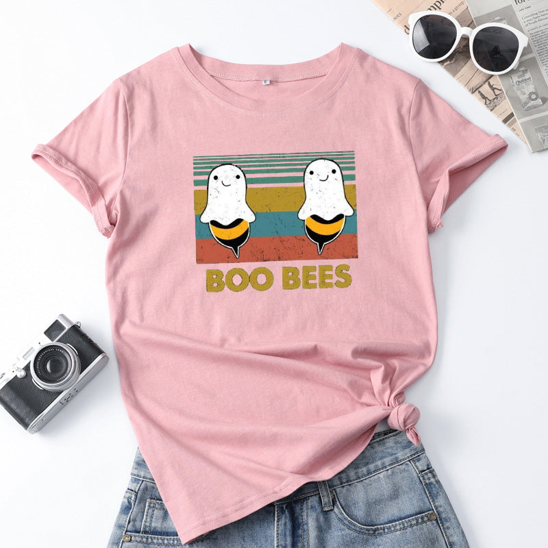 Round neck print short sleeves
