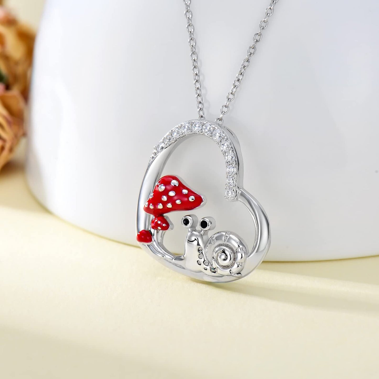 Sterling Silver Snail Mushroom Necklace