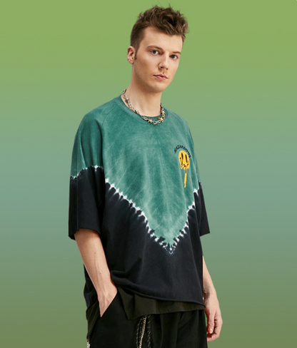 Tie-dye Smiley English Male T-shirt