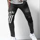 Wish European And American Men's Pants Ripped Matte White Slim-fit Denim Fashion Printed Skinny Pants Men