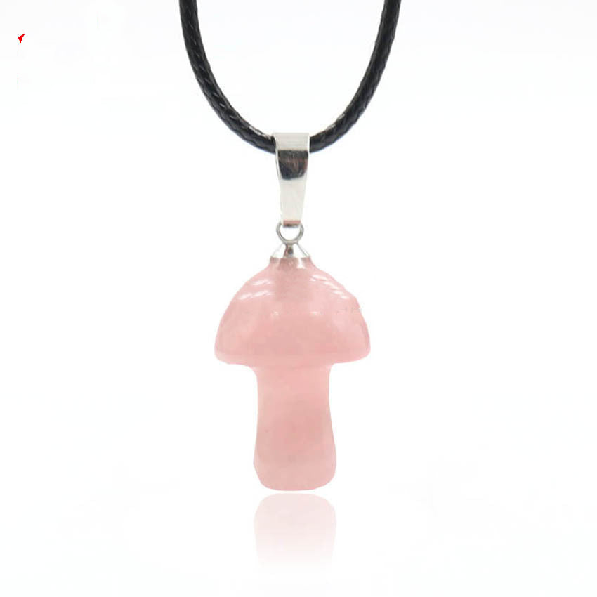 Natural Crystal Mini Mushroom Necklace