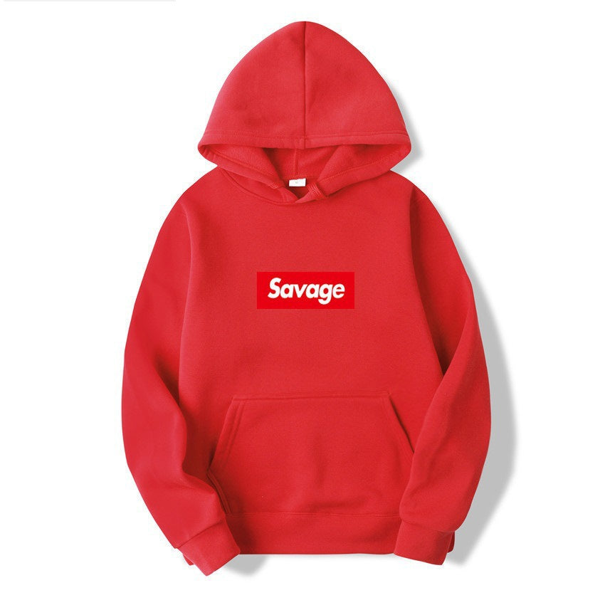 SAVAGE Couple Style Fashion Personality Printed Men's Sweatshirt with Fleece Hooded Hood