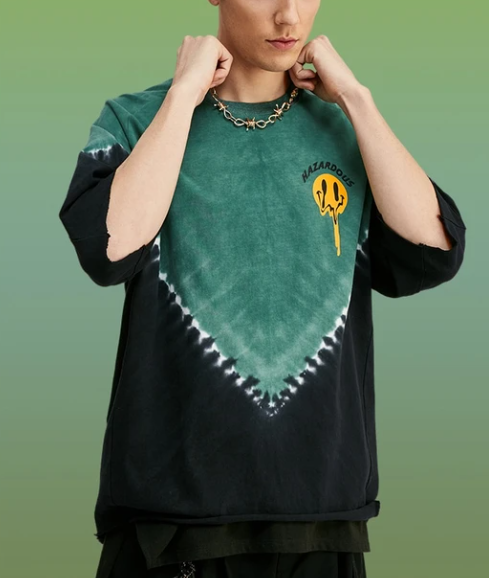 Tie-dye Smiley English Male T-shirt