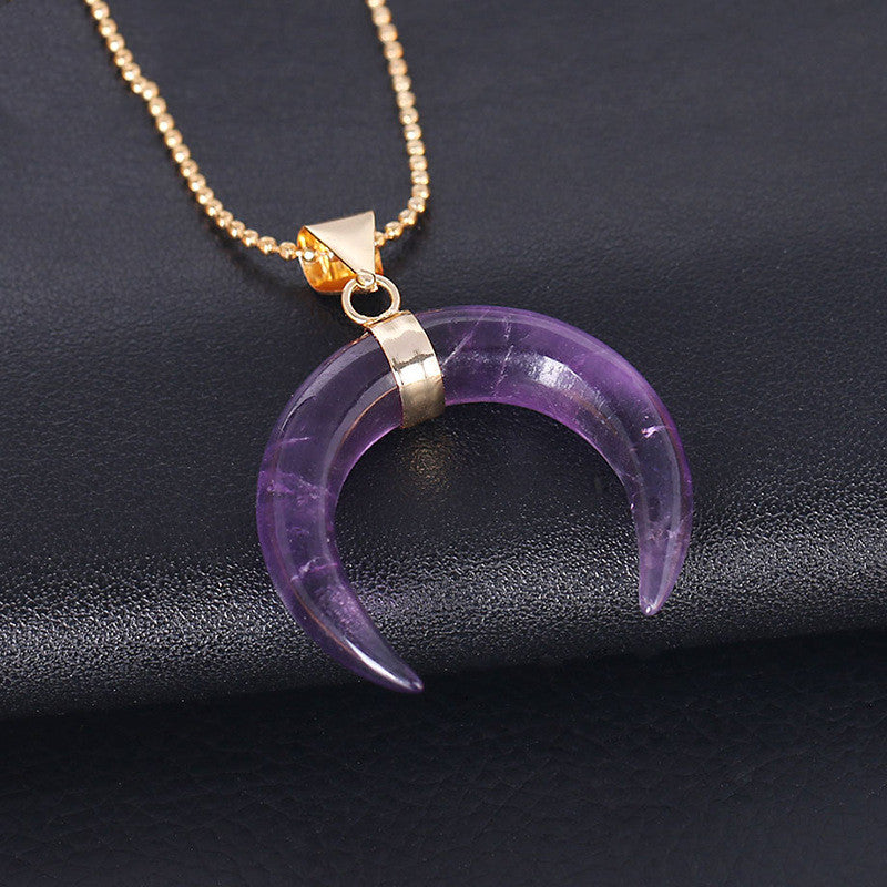 Crystal Moon Pendant Necklace