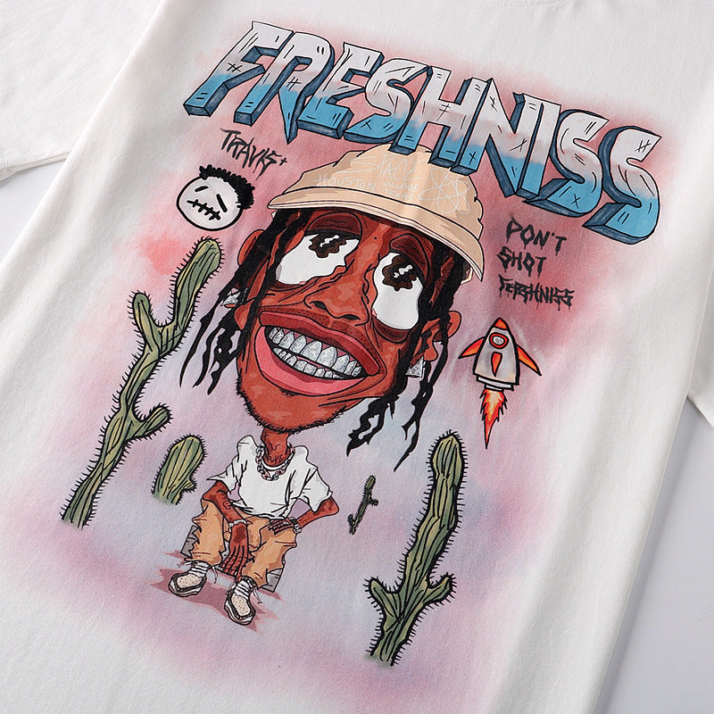 Hip-hop cartoon character loose short sleeve T-shirt