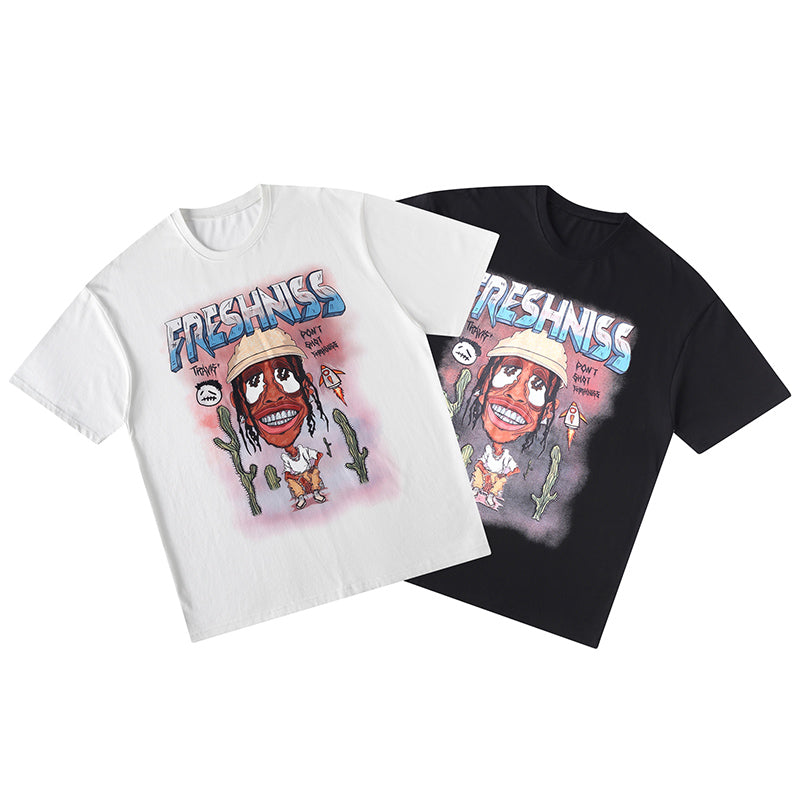 Hip-hop cartoon character loose short sleeve T-shirt