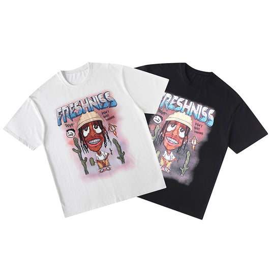 Hip-hop cartoon character loose short sleeve T-shirt