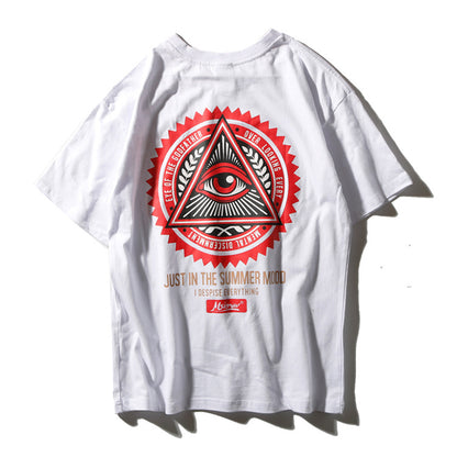 Loose eyes English print short sleeves