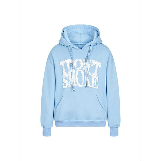Loose hooded plus fleece sweater