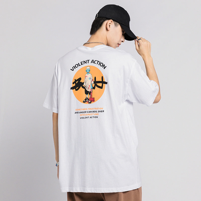 All-match cotton half sleeve printed top