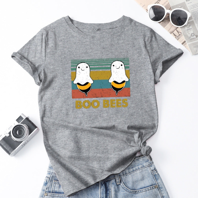 Round neck print short sleeves
