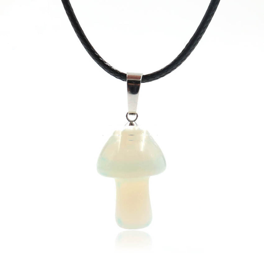 Natural Crystal Mini Mushroom Necklace