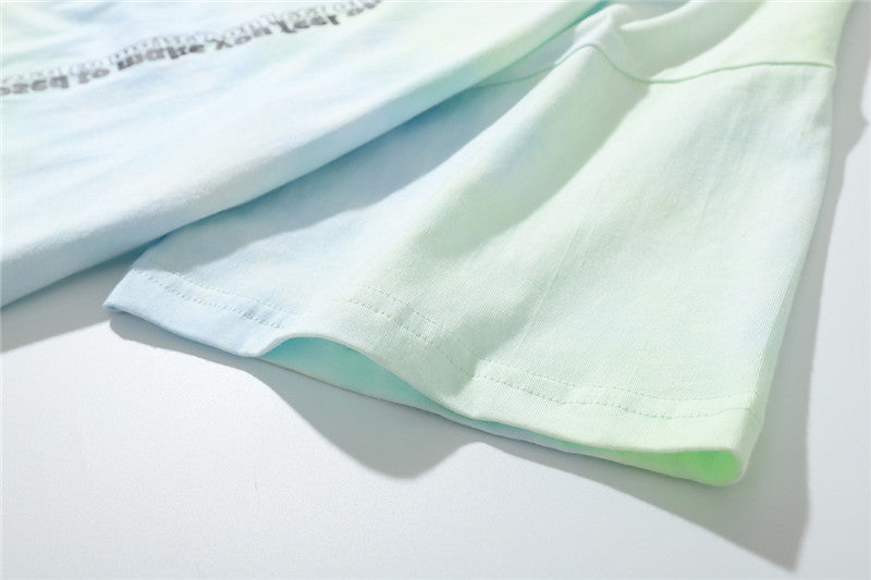 Round collar tie-dye short sleeve