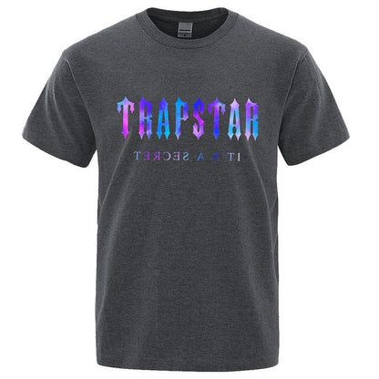 TRAPSTAR Letter Printed T-shirt Summer Men's Cotton Casual Short Sleeve Streetwear Plus Size Men's And Women's T-shirt