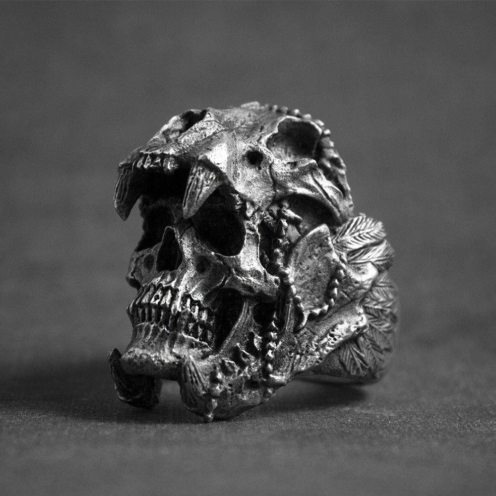 Retro Double Skull Ring