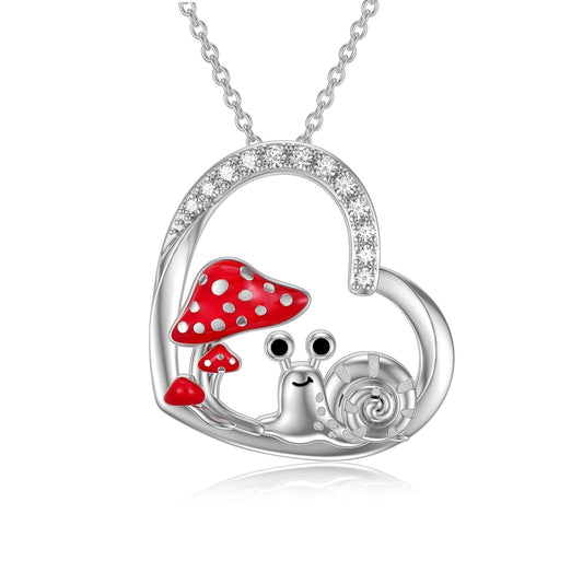 Sterling Silver Snail Mushroom Necklace