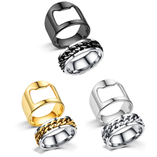 Bottle Opener Chain Style Ring