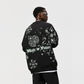Luminous Cashew Flower Print Polar Fleece Hoodie